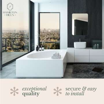 Hamilton Hills 22x30 inch Metal Black Frame Mirror for Bathroom | Brushed Rectangular Rounded Corner Vanity | 2" Deep Set Design Large Wall Mirrors Decorative | Hangs Horizontal and Vertical