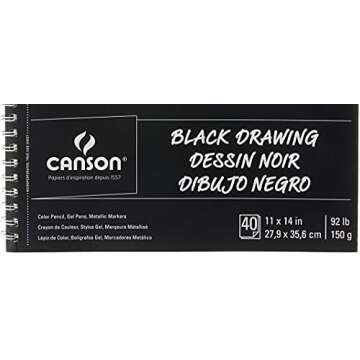 Canson XL Black Drawing Paper Pad, 11x14, 40 Sheets