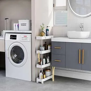 MELDEVO 4 Tier Slim Storage Cart Mobile Shelving Unit