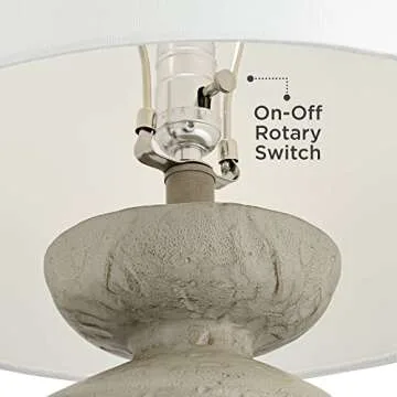 Possini Euro Design Claire 30" Tall Large Mid Century Modern Farmhouse Rustic Coastal End Table Lamp White Beige Living Room Bedroom Bedside Nightstand House Office Home Reading Fabric Shade