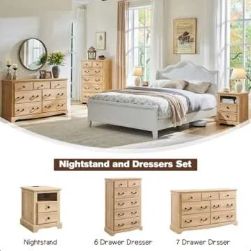 T4TREAM Nightstand with Charging Station, 18 Inch Vintage End Table with 2 Drawers, Wood Rustic Sofa Side Table with Open Storage Shelf for Bedroom, Living Room, Natural Oak