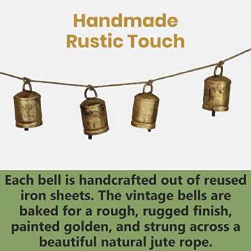 Rustic Bell Garland on Jute Rope - 90" Long