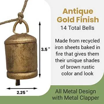 Rustic Bell Garland on Jute Rope - 90" Long