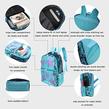 Sequin School Backpack for Girls Boys Kids Cute Kindergarten Elementary Book Bag Bookbag Glitter Sparkly Back Pack