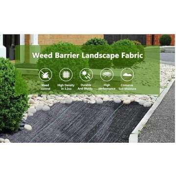 LGJIAOJIAO 3ftx50ft Weed Barrier Landscape Fabric Heavy Duty，Weed Block Gardening Ground Cover Mat, Weed Control Garden Cloth ，Woven Geotextile Fabric for Underlayment，Commercial Driveway Fabric