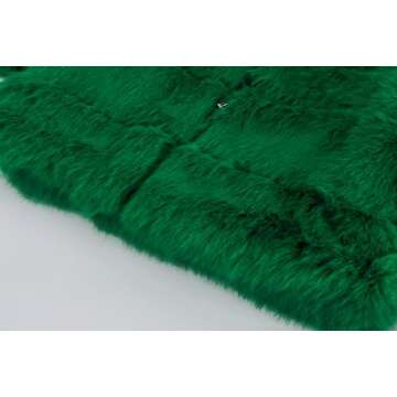 loveimgs Women Fluffy Faux Fur Coat Cropped Jacket Puffer Jacket Zip Up Winter Warm Fuzzy Teddy Jacket (Small,Green)