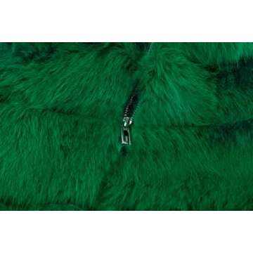 loveimgs Women Fluffy Faux Fur Coat Cropped Jacket Puffer Jacket Zip Up Winter Warm Fuzzy Teddy Jacket (Small,Green)