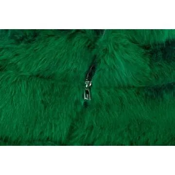 loveimgs Women Fluffy Faux Fur Coat Cropped Jacket Puffer Jacket Zip Up Winter Warm Fuzzy Teddy Jacket (Small,Green)