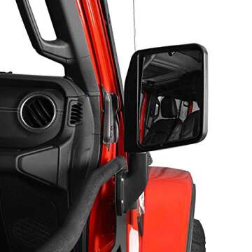 Hooke Road Side View Mirrors Fits Hooke Road Half Doors for 2007-2025 Jeep Wrangler JK JL Gladiator ...