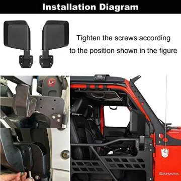 Hooke Road Side View Mirrors Fits Hooke Road Half Doors for 2007-2025 Jeep Wrangler JK JL Gladiator JT & 1987-1995 Jeep Wrangler YJ - 1 Pair, Textured Black