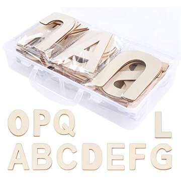 4" Wooden Letters - 52 Pcs Wood Alphabet Letters for Crafts Wood Letters Sign Decoration Unfinished ...