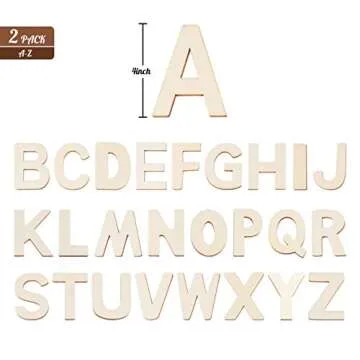 4" Wooden Letters - 52 Pcs Wood Alphabet Letters for Crafts Wood Letters Sign Decoration Unfinished Wood Letters for Painting/Wall Decor/Letter Board/DIY