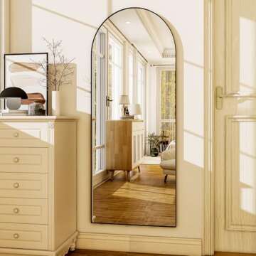 HARRITPURE 56"x21"Full Length Mirror Arch Floor Mirrors with Aluminum Alloy Frame Free-Standing Wall...
