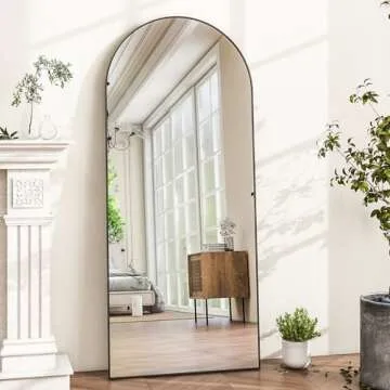 HARRITPURE 56"x21"Full Length Mirror Arch Floor Mirrors with Aluminum Alloy Frame Free-Standing Wall Mounted or Leaning Large Bedroom Dressing Mirror Modern & Contemporary Decor for Home,Black