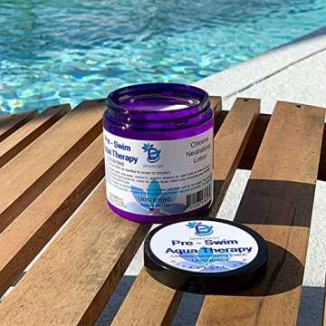 Diva Stuff Pre-Swim Aqua Therapy Chlorine Neutralizing Body Moisturizing Lotion for Swimmers, Protects Skin from Chlorine & Salt Water, 8 oz - Made in the USA, Unscented