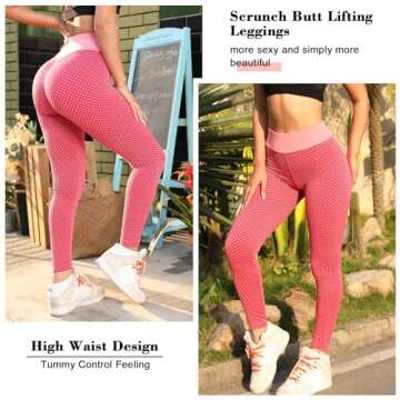 ViCherub Scrunch Butt Women's Leggings - Tummy Control, High Waisted Booty Lift in Coral Pink