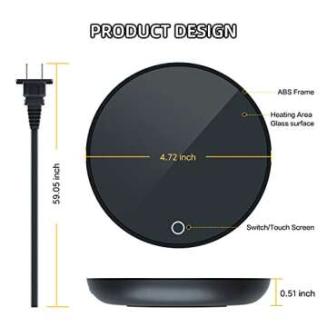 Coffee Mug Warmer, Candle Warmer, Cup Warmer with 2 Temperature Settings and Auto Shut Off, Smart Coffee Warmer for Office Desk, Cup Warmer, Electric Beverage Warmer for Coffee, Tea, Milk