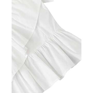 SheIn Women's One Shoulder V Neck Ruffle Hem Top Blouse White Small