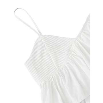 SheIn Women's One Shoulder V Neck Ruffle Hem Top Blouse White Small