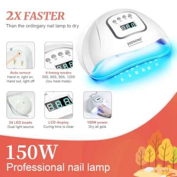 JODSONE Gel Nail Polish Kit with U V Light 32 Colors with Base Coat Matte Glitter Top Coat Gel Nail Set Manicure Salon Tools