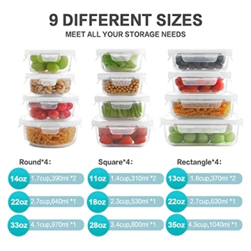 Bayco 24 Piece Glass Food Storage Containers Set