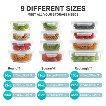 Bayco 24 Piece Glass Food Storage Containers Set