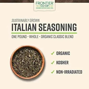 Frontier Co-op Organic Italian Seasoning 1lb - Bulk Dried Oregano, Thyme, Rosemary, Basil, Sage & Ma...