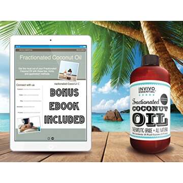 Fractionated Coconut Oil Premium Therapeutic Grade 16 Ounce Liquid Carrier Oil for Aromatherapy Relaxing Massage and Diluting Essential Oils with Pump and eBook