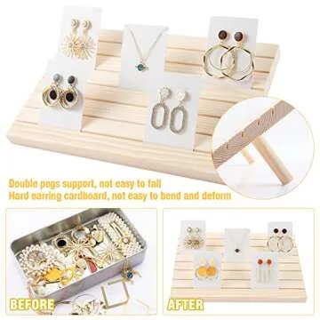 Wooden Earring Display Stand with 200 Cardboards for Events