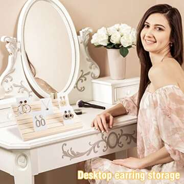 Wooden Earring Display Stand with 200 Cardboards for Events