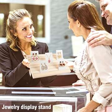 Wooden Earring Display Stand with 200 Cardboards for Events