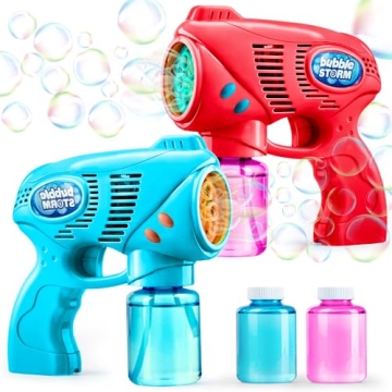 JOYIN 2 Bubble Guns with 2 Refill Solution (10 oz Total), Bubbles Maker, Blower, Machine Gun Blaster...