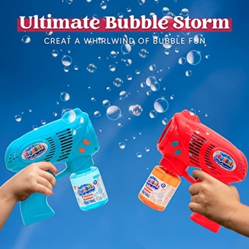 JOYIN 2 Bubble Guns with Refill Solution for Kids Fun