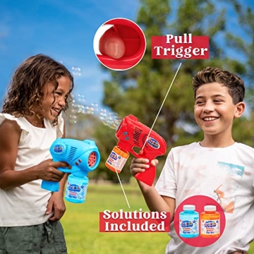 JOYIN 2 Bubble Guns with Refill Solution for Kids Fun