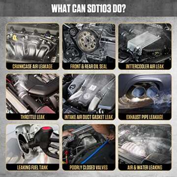 Smoke Machine Automotive Leak Detector,Evap Vacuum Smoke Diagnostic Tester,Pipeline Fuel Leakage Detector Compatible with 12V Vehicles