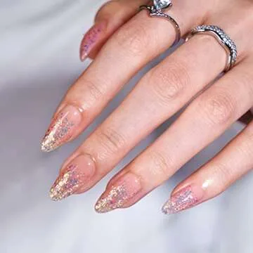 BTArtbox Press On Nails Medium- Christmas Supremely Fit & Natural Soft Gel Glue On Nails with Nail G...