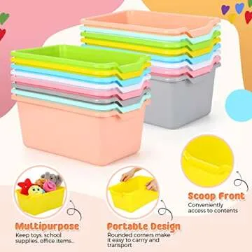 Dandat 16 Pcs Colorful Cubby Bins for Classroom & Home