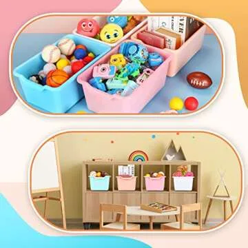 Dandat 16 Pcs Colorful Cubby Bins for Classroom & Home