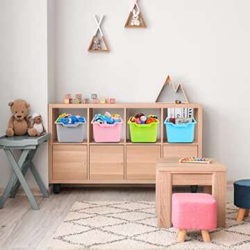 Dandat 16 Pcs Colorful Cubby Bins for Classroom & Home