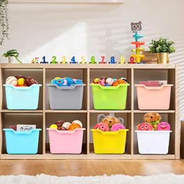 Dandat 16 Pcs Colorful Cubby Bins for Classroom & Home