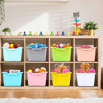 Dandat 16 Pcs Colorful Cubby Bins for Classroom & Home
