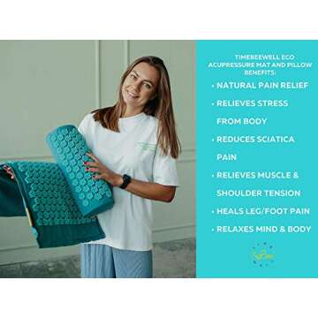 Acupressure Mat and Pillow Set | Acupuncture Mat for Back and Neck Pain Relief | Pranamat Inspired Accupressure Mats for Stress, Sciatic Pain, Feet Massage | Eco-Friendly Travel Bag Included
