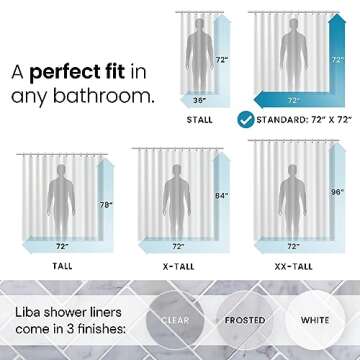 LiBa Bathroom Shower Curtain Waterproof Plastic Shower Curtain Premium PEVA Non-Toxic with Rust Proo...