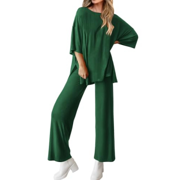BTFBM Summer Lounge Sets for Women - Short Sleeve & Wide Leg Pants, Casual Comfort!