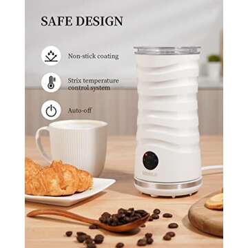 Electric Milk Frother & Steamer, 4 in 1 Multi-functional