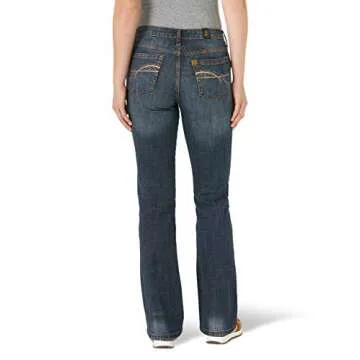 Wrangler Women's Aura Instantly Slimming Mid Rise Boot Cut Jeans in Autumn Gold - Size 12 Short