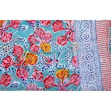 2 Piece 100% Pure Cotton Block Print Beach Sarong Swimsuit Wrap Cover Up Pareo 43X70'' Inches Multicoloured