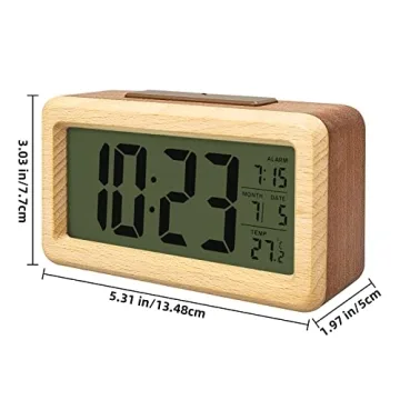 Battery Operated Wooden Alarm Clock for Bedrooms
