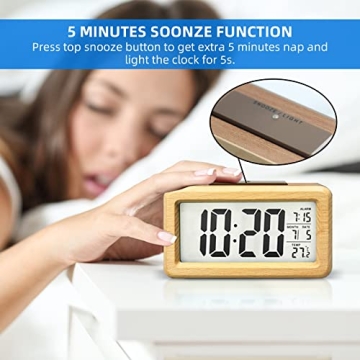 Battery Operated Wooden Alarm Clock for Bedrooms