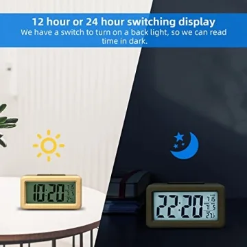 Battery Operated Wooden Alarm Clock for Bedrooms